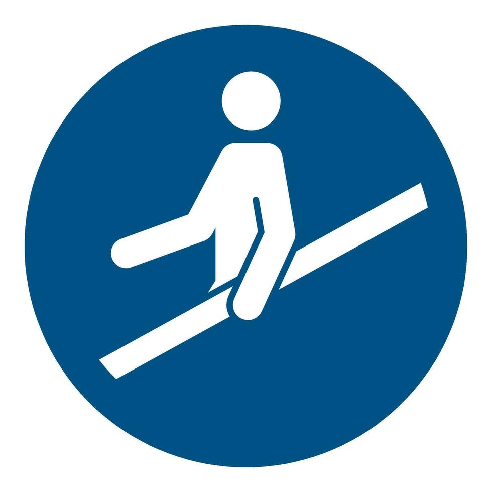 ISO 7010 Registered safety signs symbol pictogram Warnings Caution Notice Mandatory Use stairs ladder handrail vector
