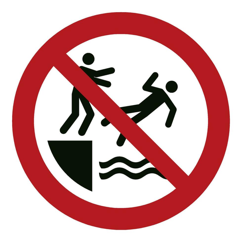 ISO 7010 Registered safety signs symbol pictogram Warnings Caution Danger Prohibition No pushing into water vector