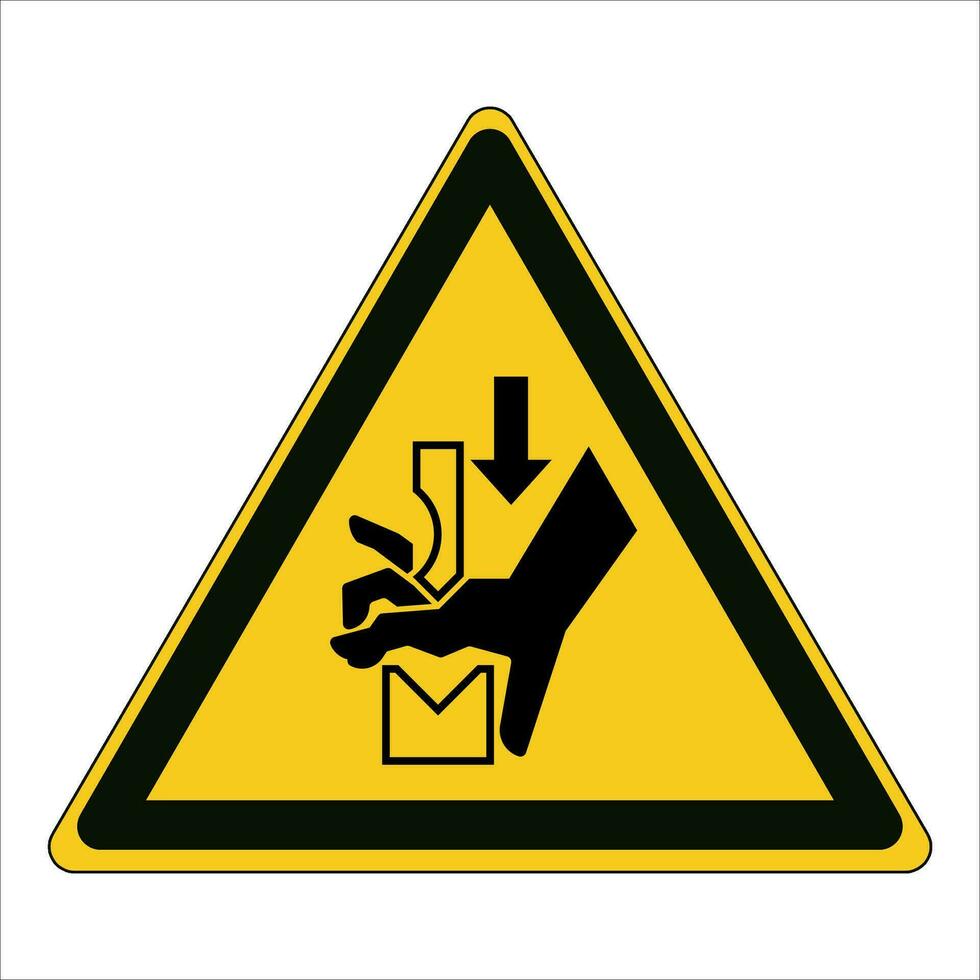 ISO 7010 Graphical symbols Registered Safety Sign Warning Hand crushing between press brake tool vector