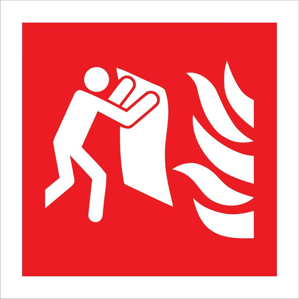 ISO 7010 registered safety signs fire equipment action emergency signs Fire blanket vector