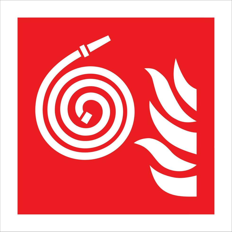 ISO 7010 registered safety signs fire equipment action emergency signs Unconnected fire hose vector