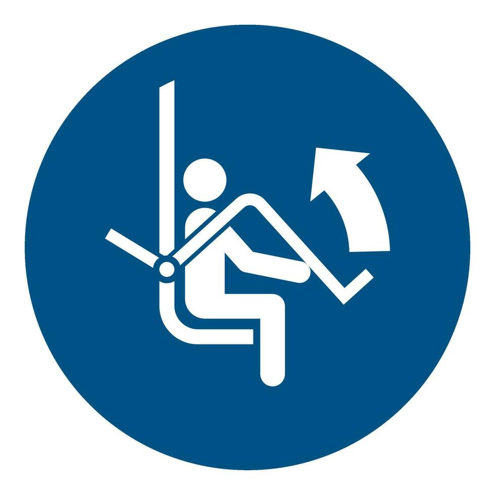 ISO 7010 Registered safety signs symbol pictogram Warnings Caution Notice Mandatory Open safety bar of chairlift vector