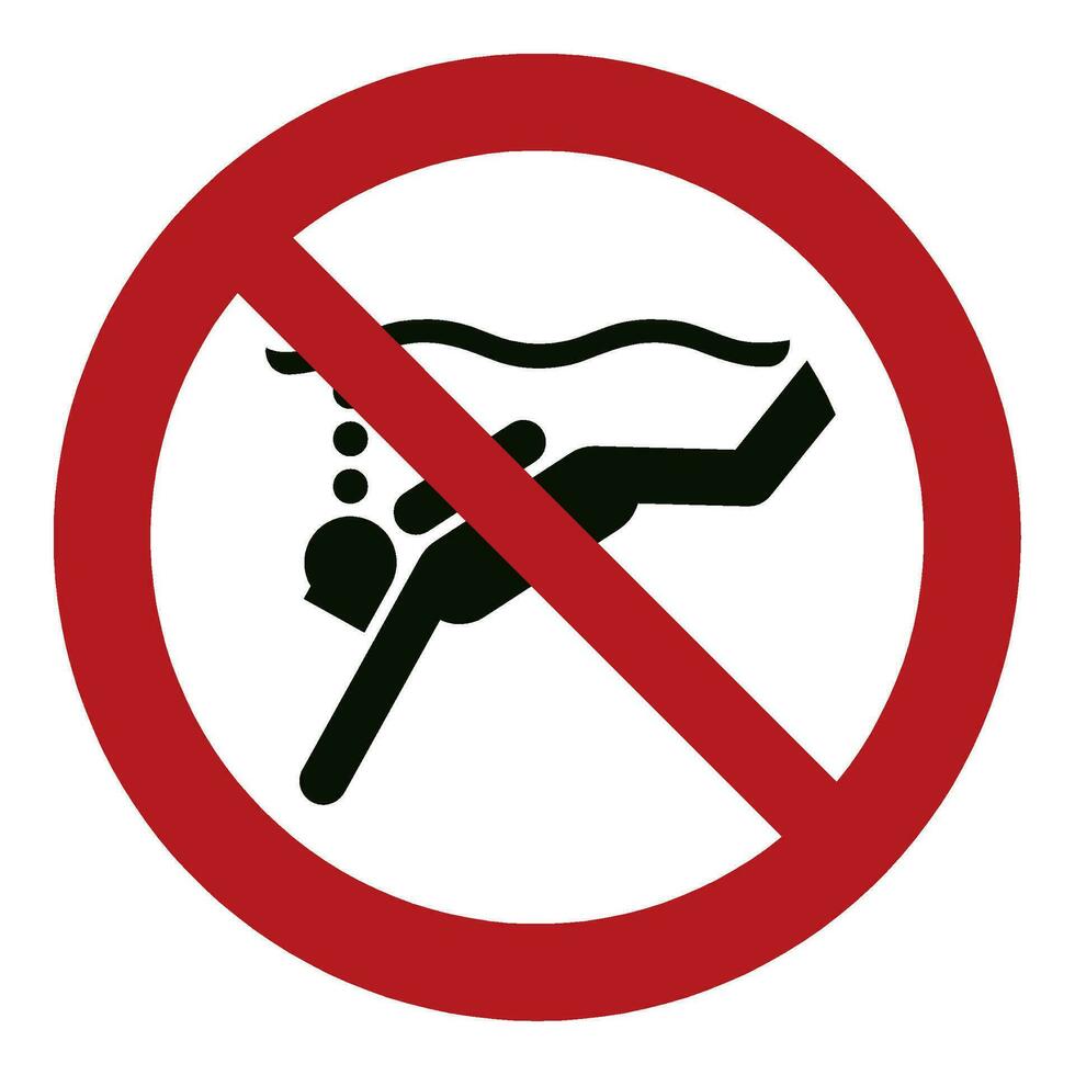 ISO 7010 Registered safety signs symbol pictogram Warnings Caution Danger Prohibition No sub-aqua diving vector