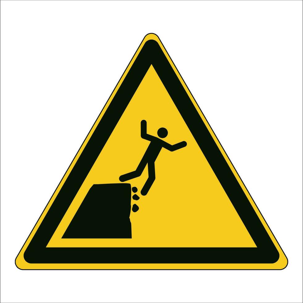 ISO 7010 Registered safety signs symbol pictogram Warnings Caution Danger Unstable cliff edge vector