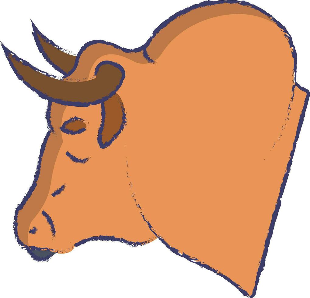 Bull face hand drawn vector illustration