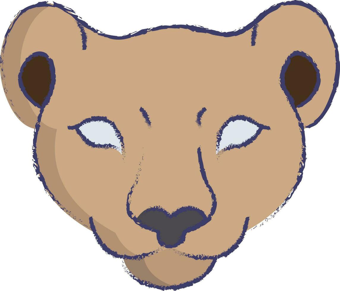 Lioness face hand drawn vector illustration