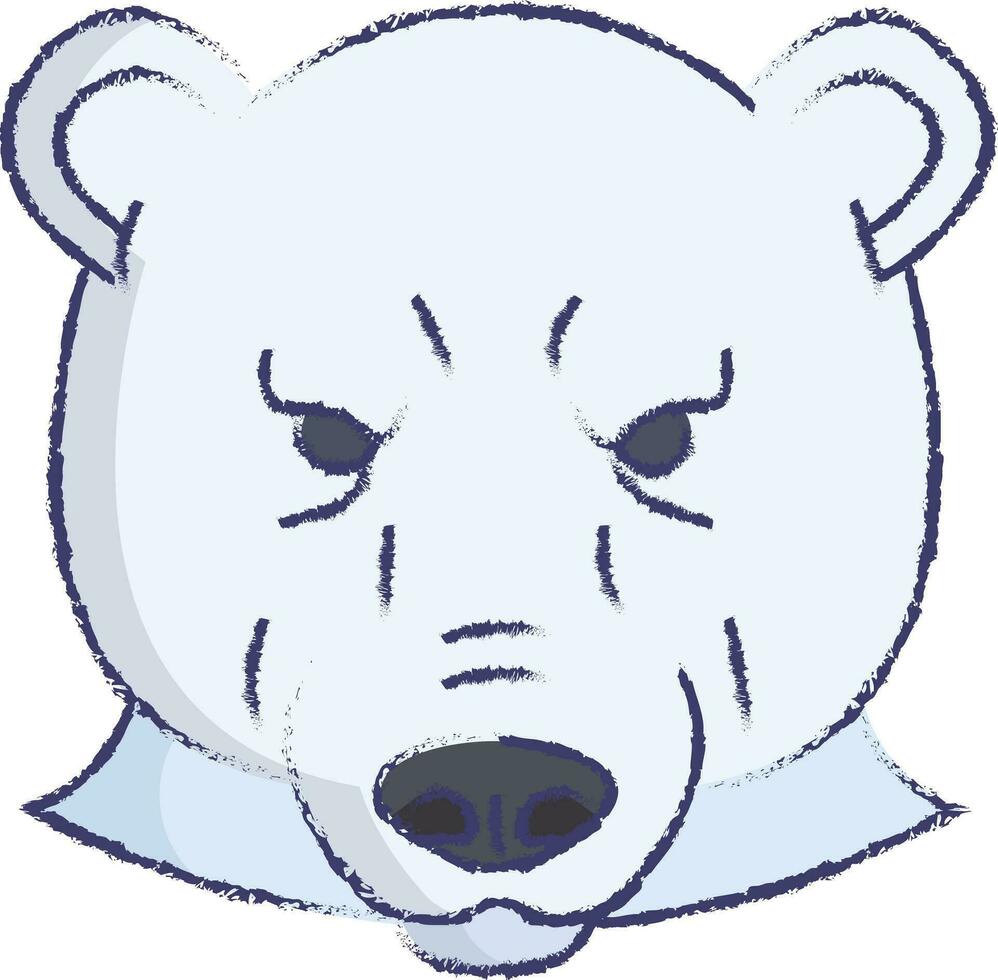 Polar bear face hand drawn vector illustration