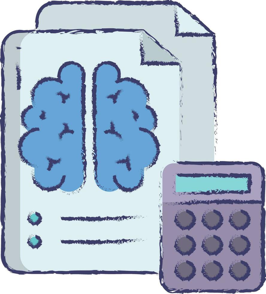 Thinking calculator hand drawn vector illustration