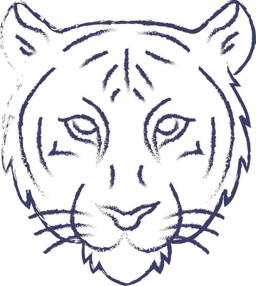 Tiger face hand drawn vector illustration