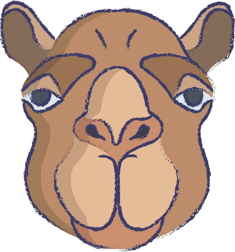 Camel face hand drawn vector illustration