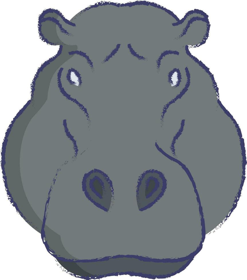 Hippopotamus face hand drawn vector illustration