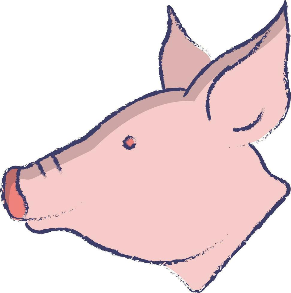 Pig face hand drawn vector illustration