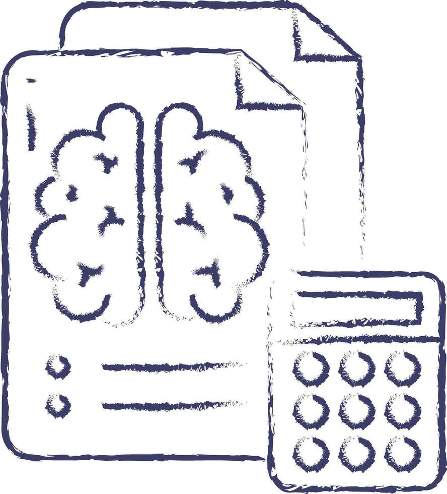 Thinking calculator hand drawn vector illustration