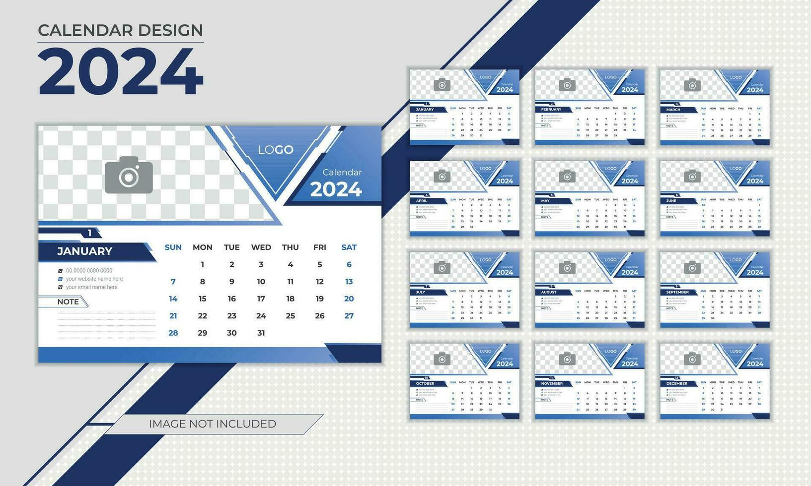 Desk calendar design 2024 vector