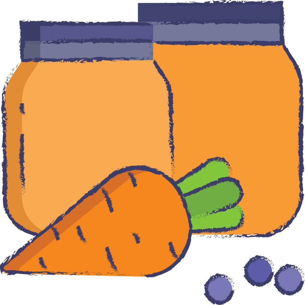 carrot baby food hand drawn vector illustration