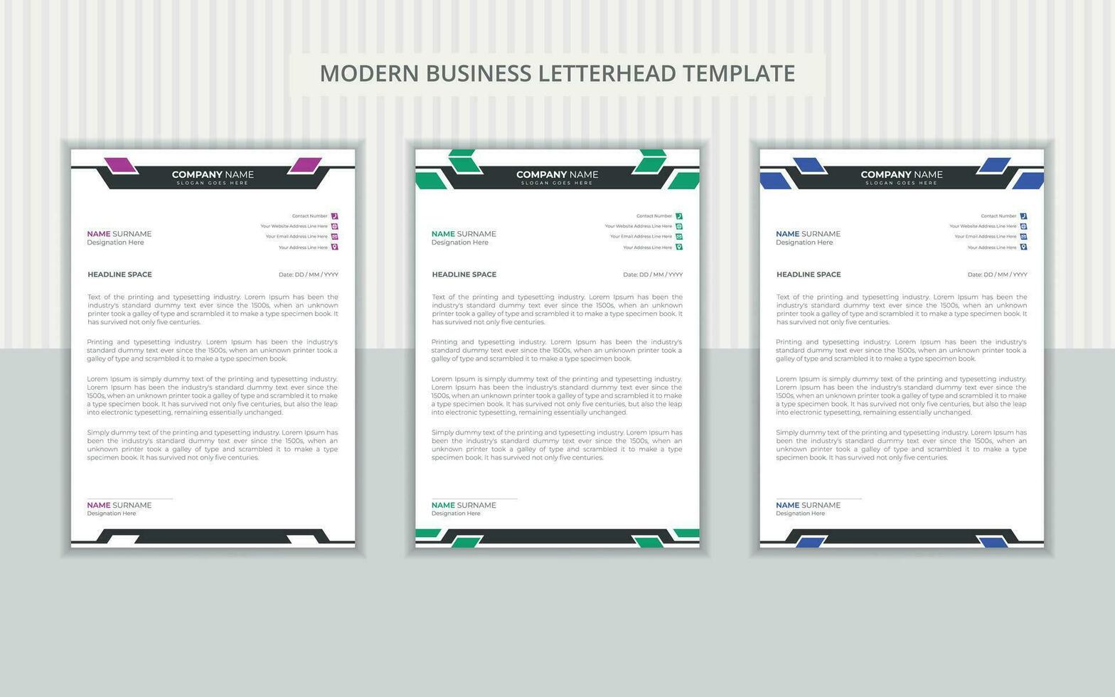 Professional and simple letterhead design vector layout