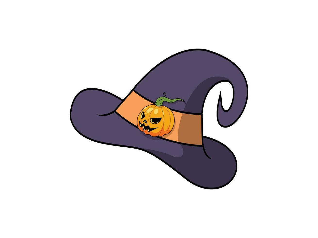 Víspera de Todos los Santos calabaza bruja sombrero ilustración vector