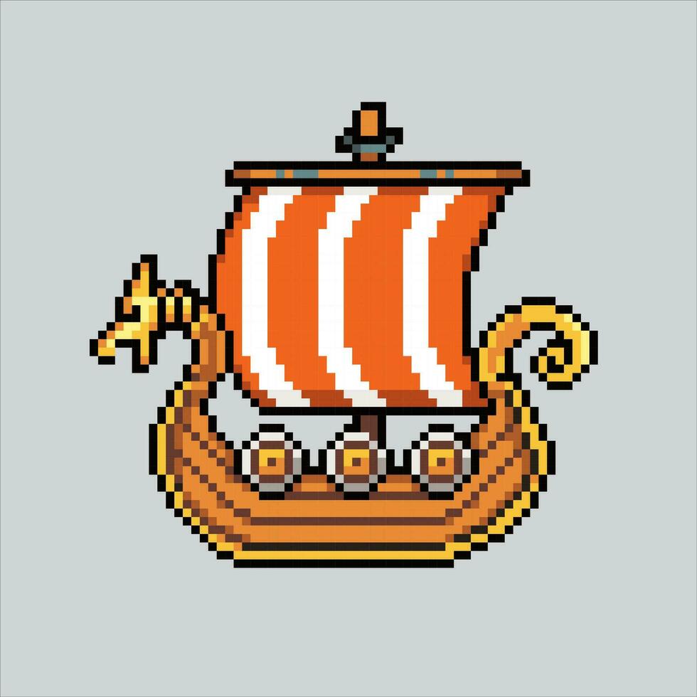 Pixel art illustration Classic Ship. Pixelated classic ship. classic wooden Ship icon pixelated for the pixel art game and icon for website and video game. old school retro. vector