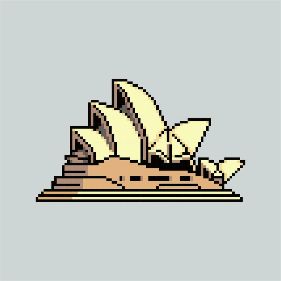 Pixel art illustration Sydney Opera. Pixelated Opera House. Australia Sydney opera house France landmark icon pixelated for the pixel art game and icon for website and video game. old school retro. vector