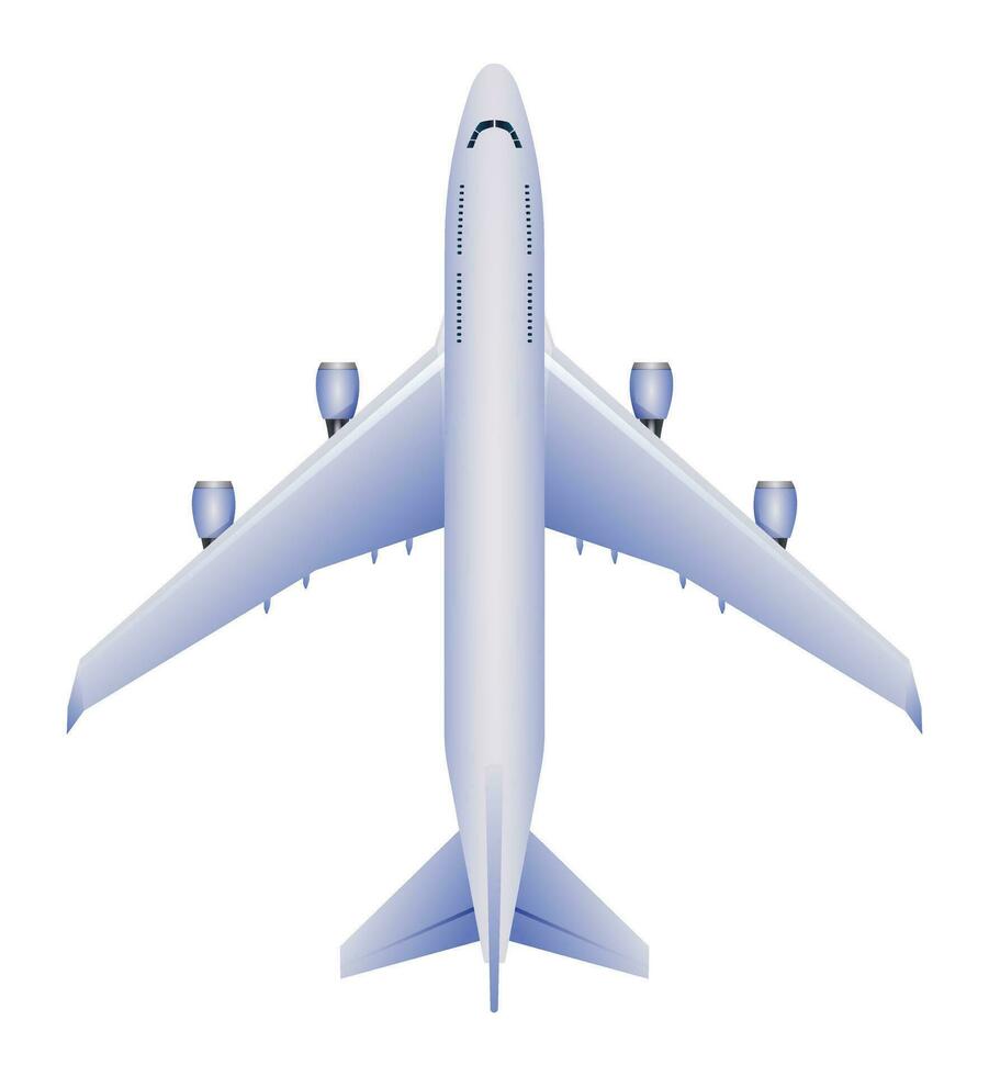 Airplane top view vector illustration isolated on white background