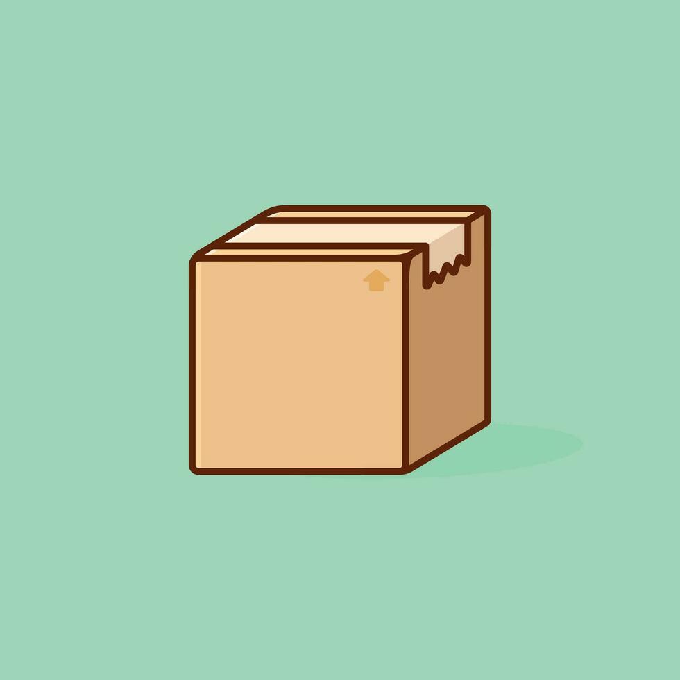 Cardboard package simple cartoon vector illustration marketing concept icon isolated