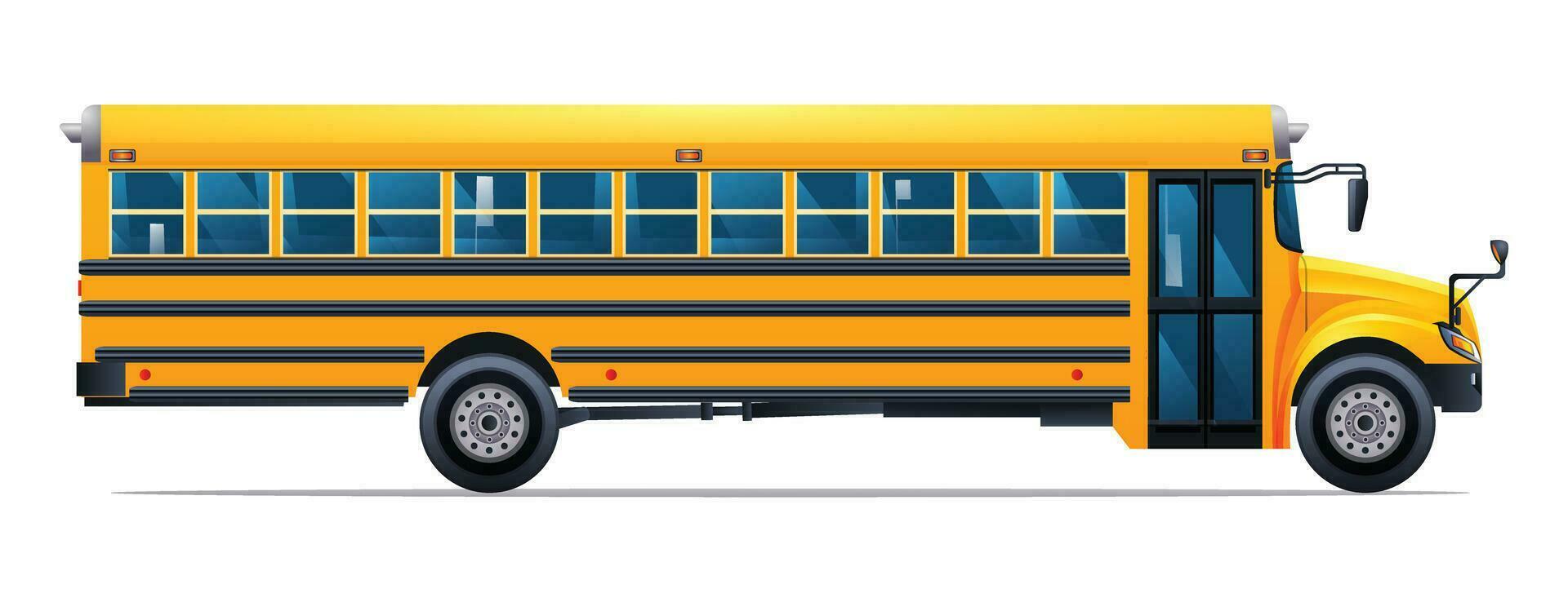 Yellow school bus side view vector illustration isolated on white background