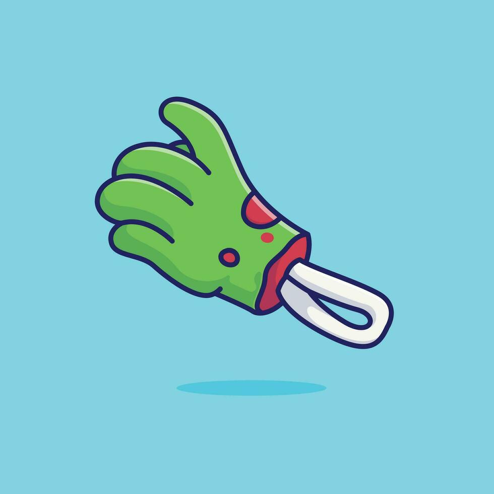 Cute zombie hand cartoon vector illustration halloween holiday concept icon isolated
