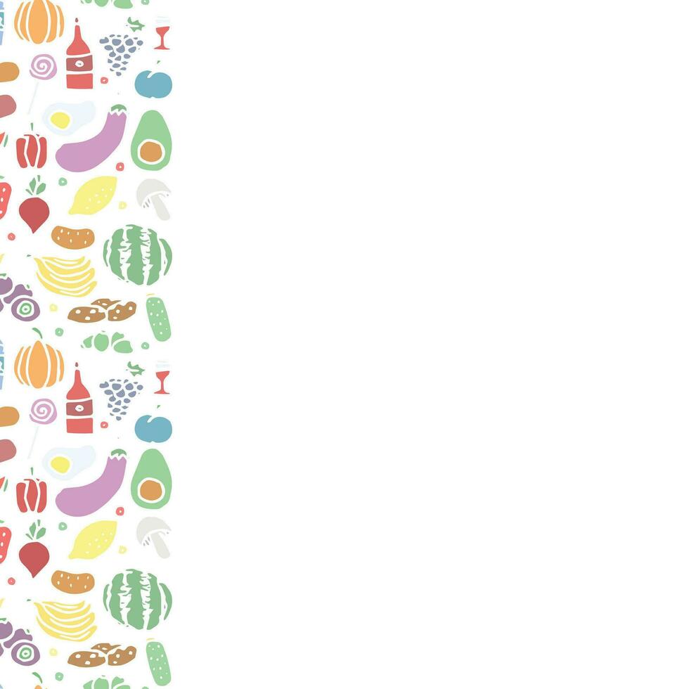 Food background. Doodle food illustration with place for text vector