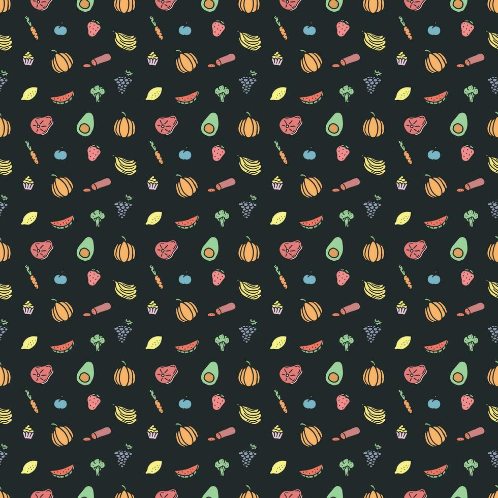 Seamless food pattern. Drawn doodle food background vector