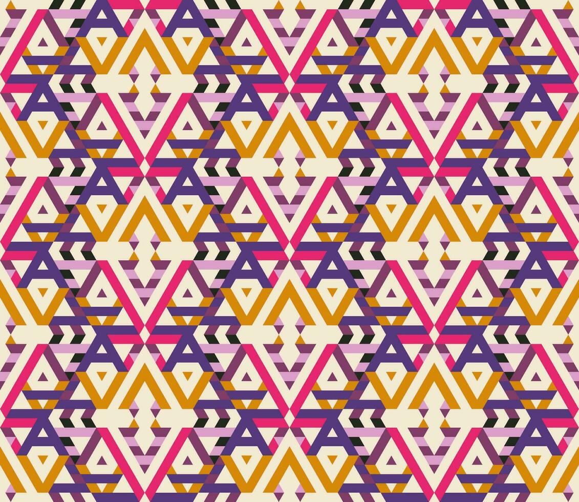 Ethnic seamless pattern with rhombuses, triangles, geometric shapes. Tribal geometrical background. vector