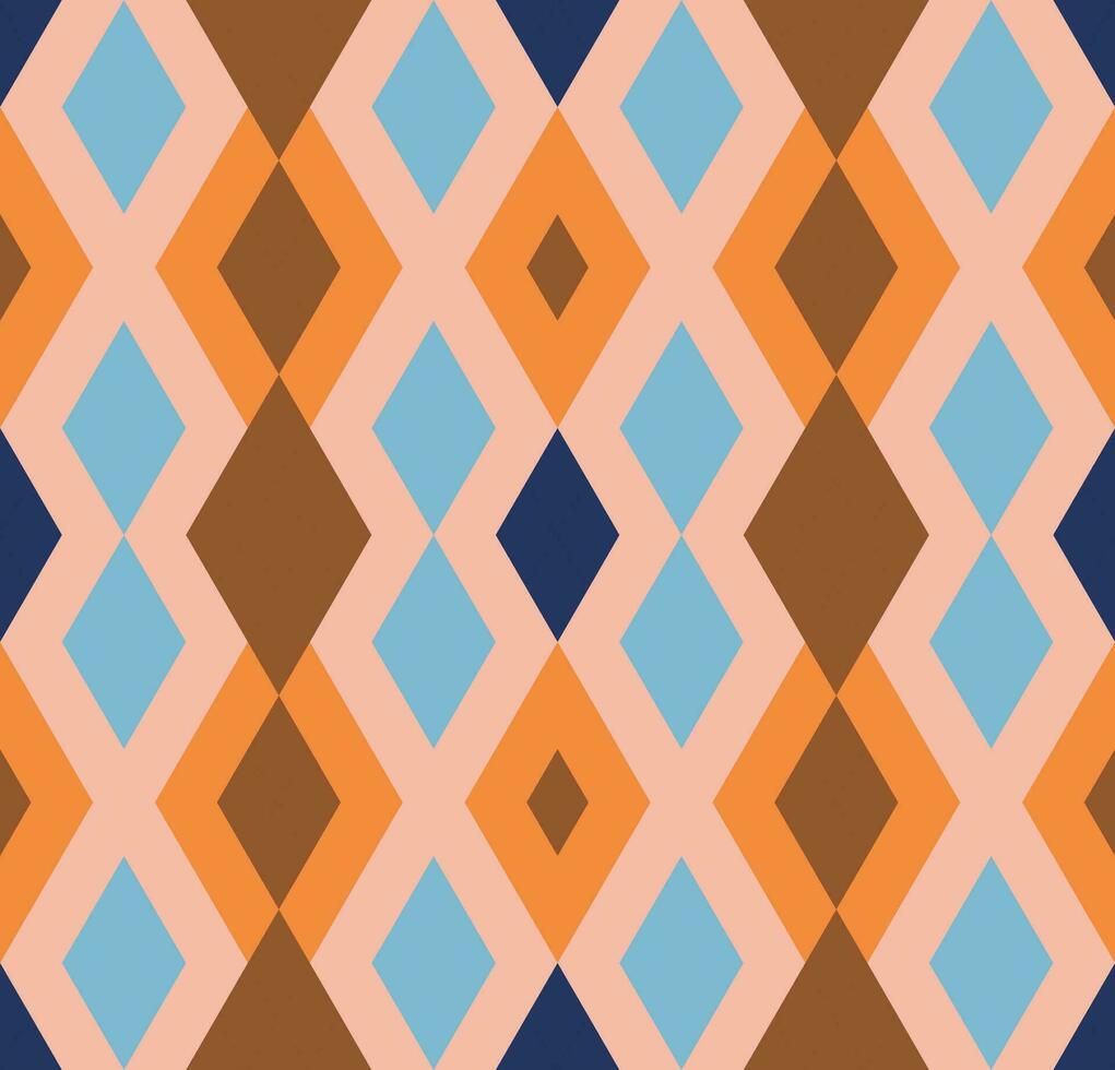 Ethnic seamless pattern with rhombuses, triangles, geometric shapes. Tribal geometrical background. vector