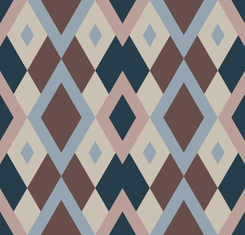 Ethnic seamless pattern with rhombuses, triangles, geometric shapes. Tribal geometrical background. vector