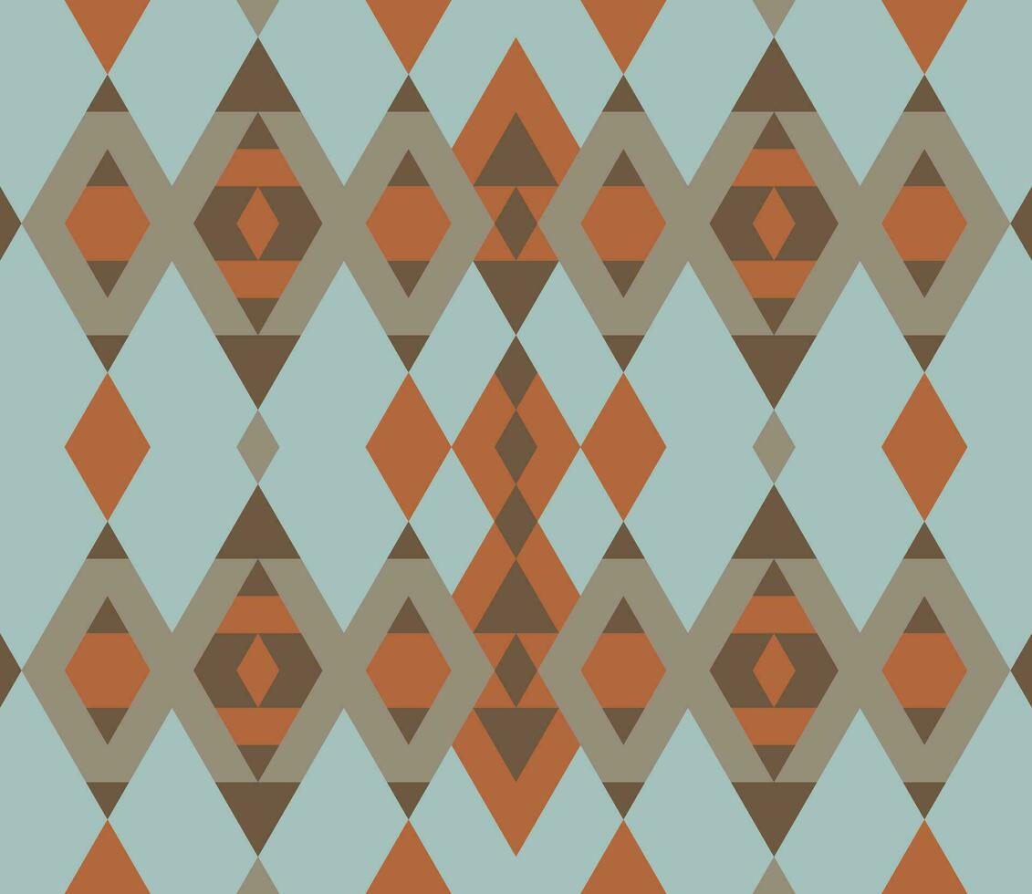 Ethnic seamless pattern with rhombuses, triangles, geometric shapes. Tribal geometrical background. vector