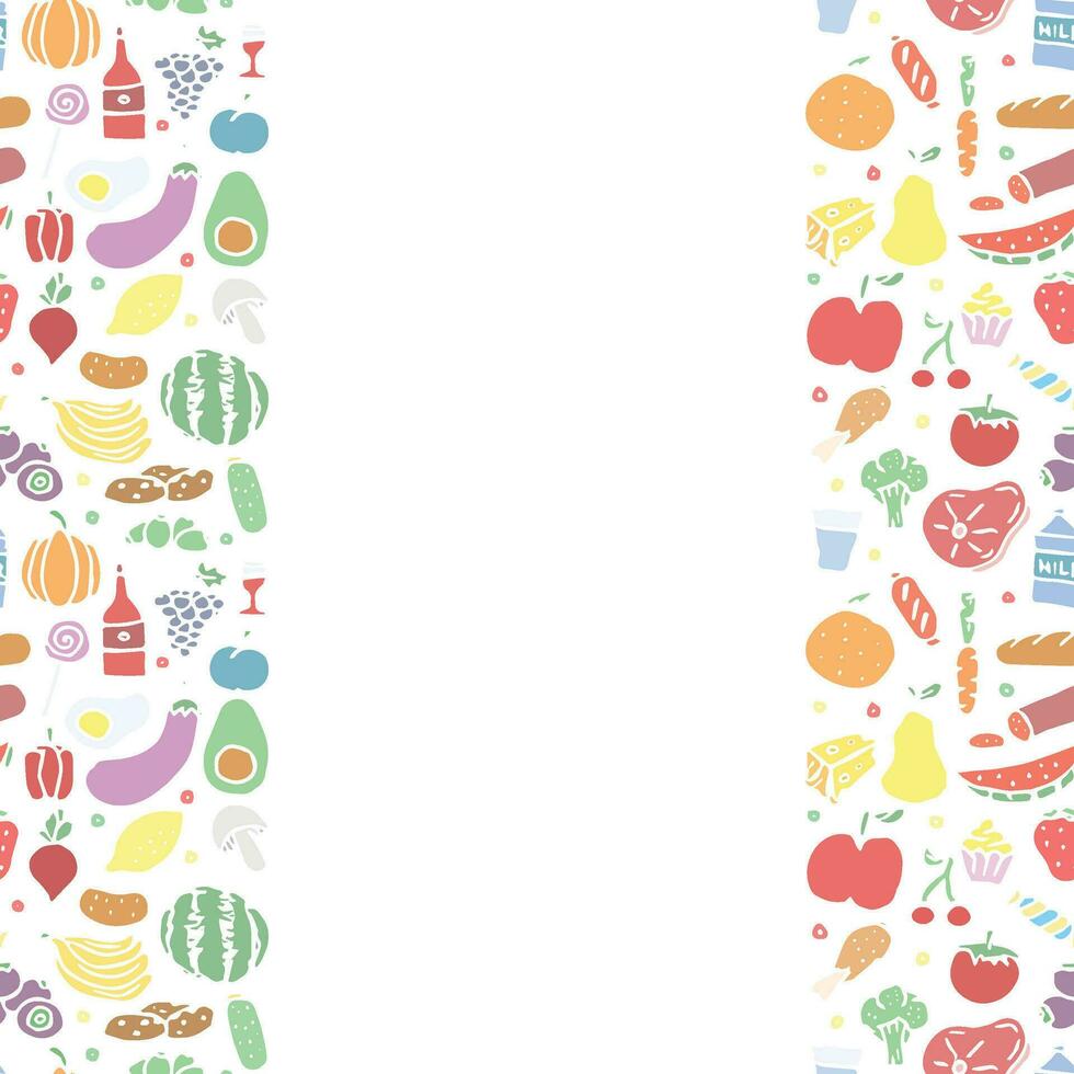 Food background. Doodle food illustration with place for text vector