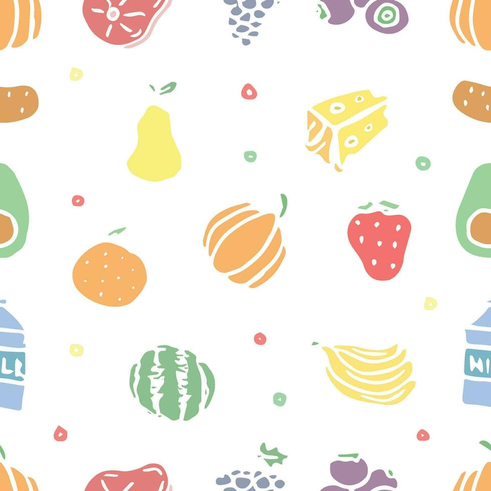 Seamless food pattern. Drawn doodle food background vector