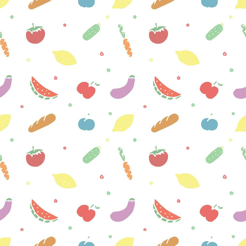 Seamless food pattern. Drawn doodle food background vector