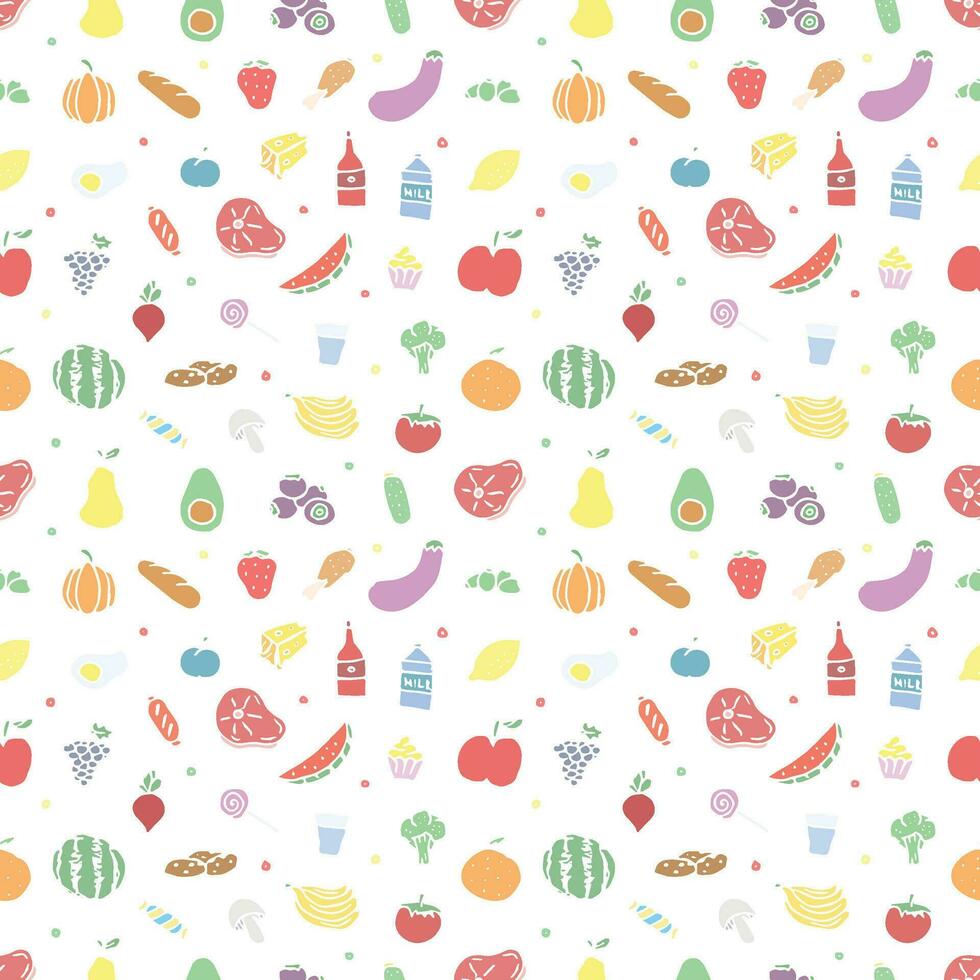 Seamless food pattern. Drawn doodle food background vector
