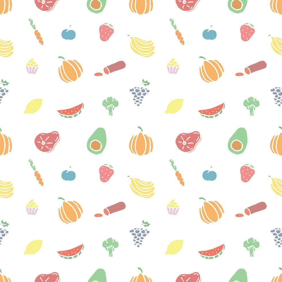 Seamless food pattern. Drawn doodle food background vector