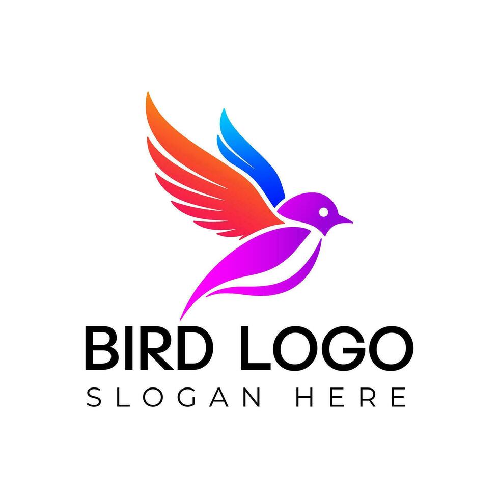 Vector Flying Bird logo Illustration with gradient colorful  Style