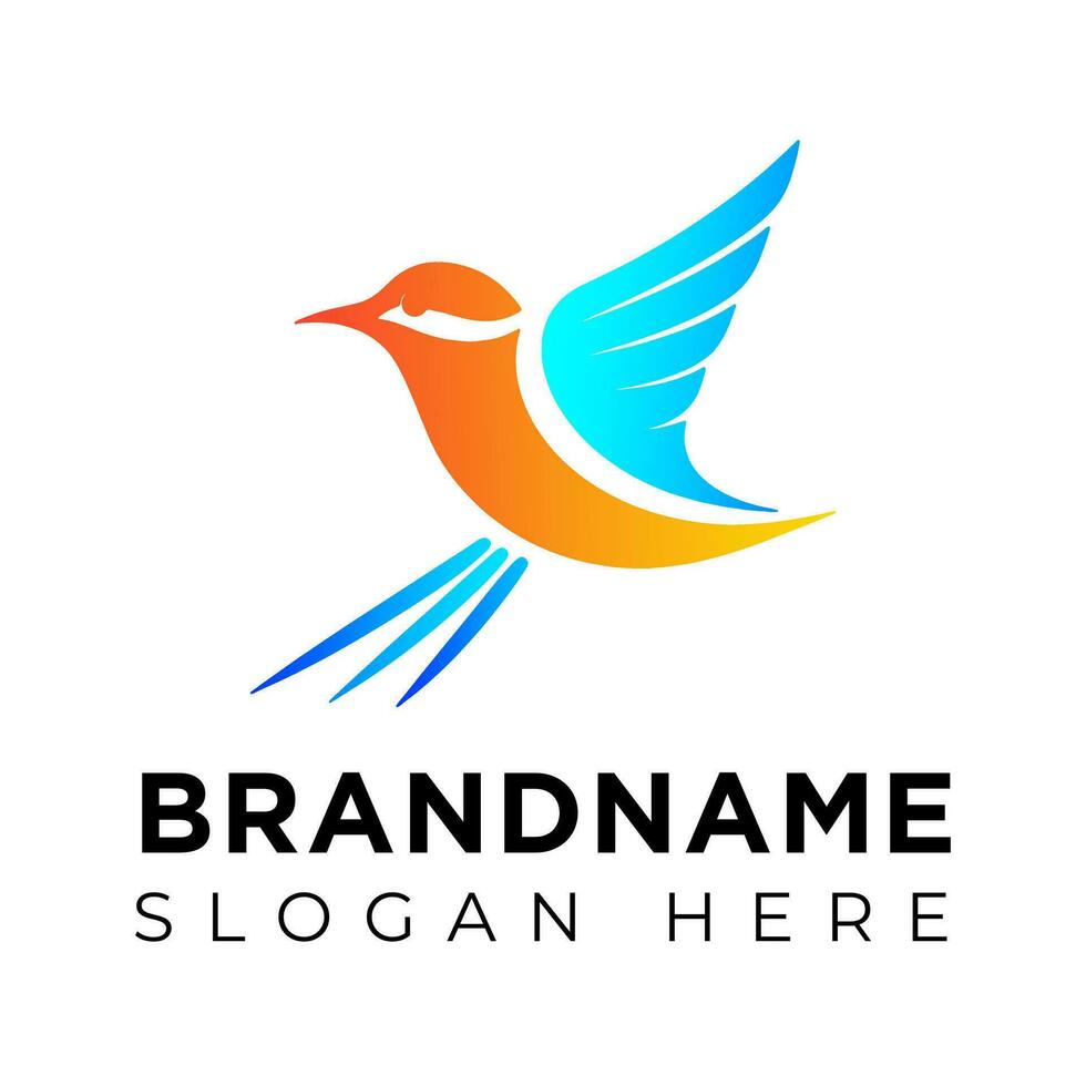 Vector Flying Bird logo Illustration with gradient colorful  Style