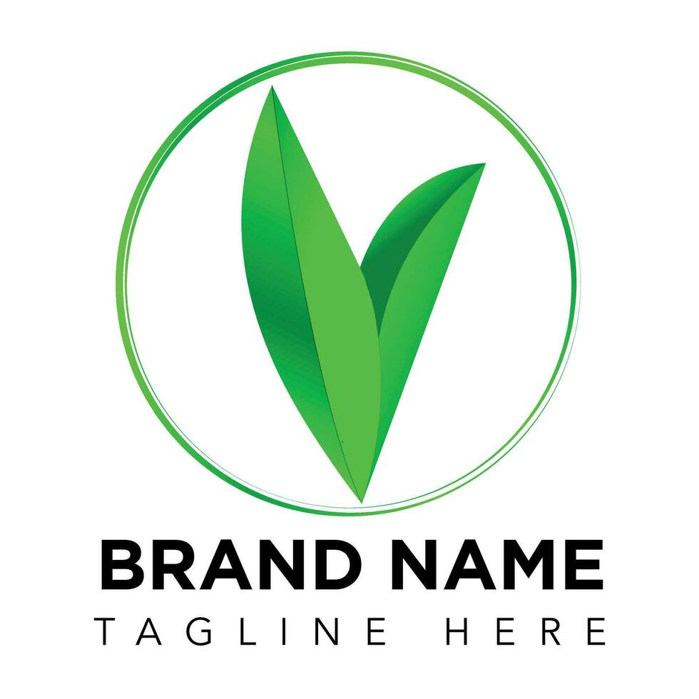 Initial letter V logo design with natural leaf.vector business and branding logo isolated on white background vector