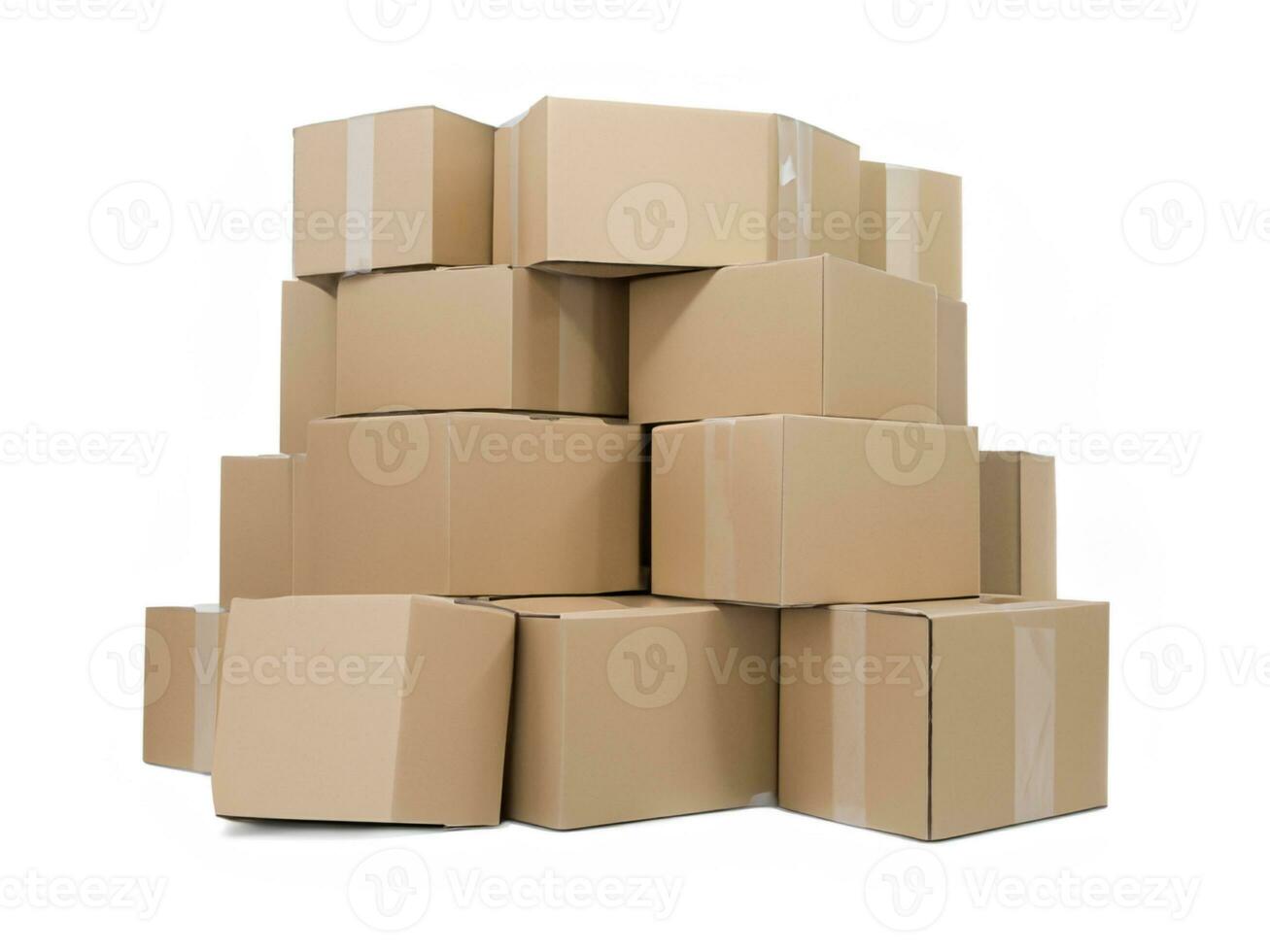 stack of cardboard boxes isolated on a white background. photo