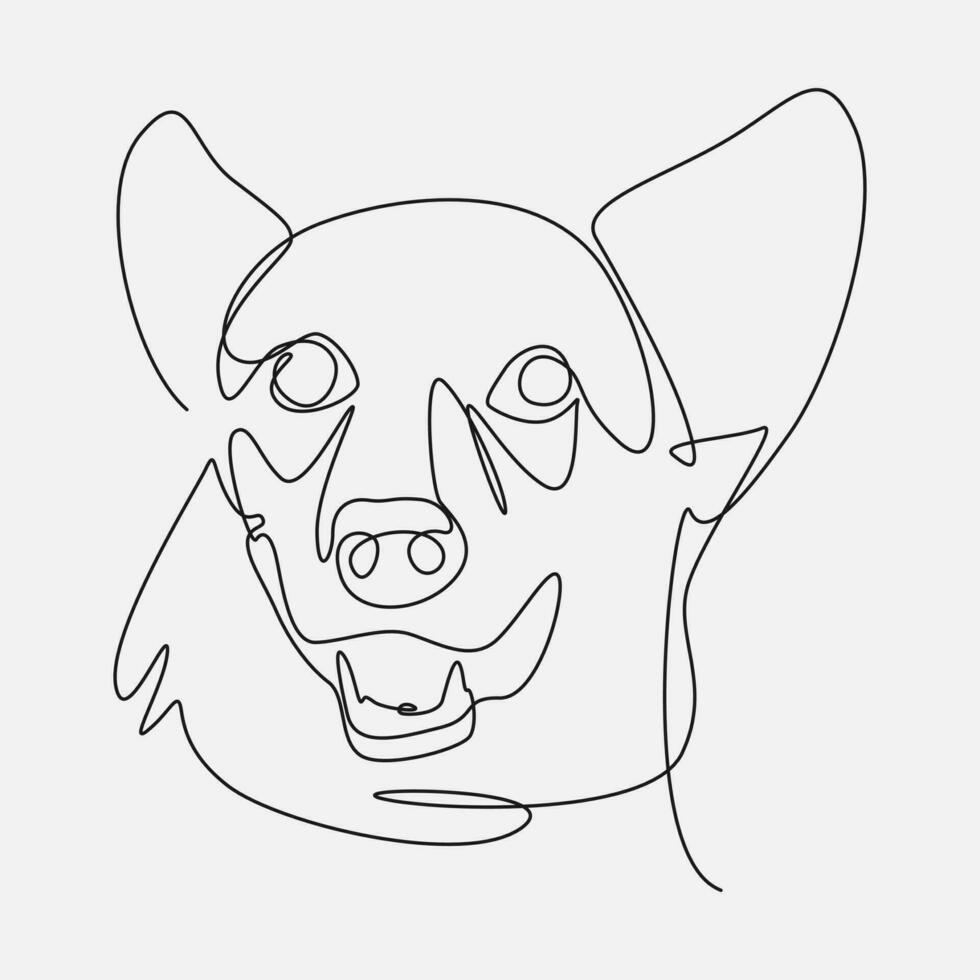 continuous line drawing of dog head. editable stroke. vector illustration