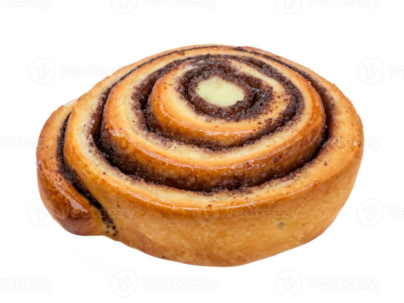 sweet cinnamon roll isolated on white background photo