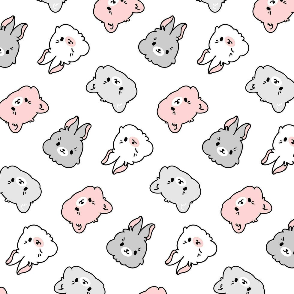 Cute children's vector background, pattern with bunnies, hares and bears, cats in anime style, kawaii. Suitable for decorating children's rooms, wallpaper, wrapping paper, children's clothing.