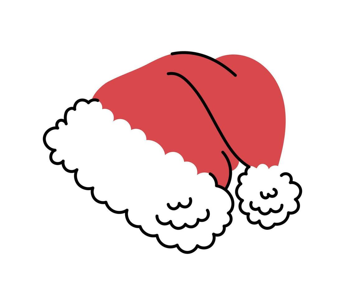 New Year's Christmas Santa Claus hat. Print for T-shirt, sticker, holiday card. 2024 Winter illustration. vector