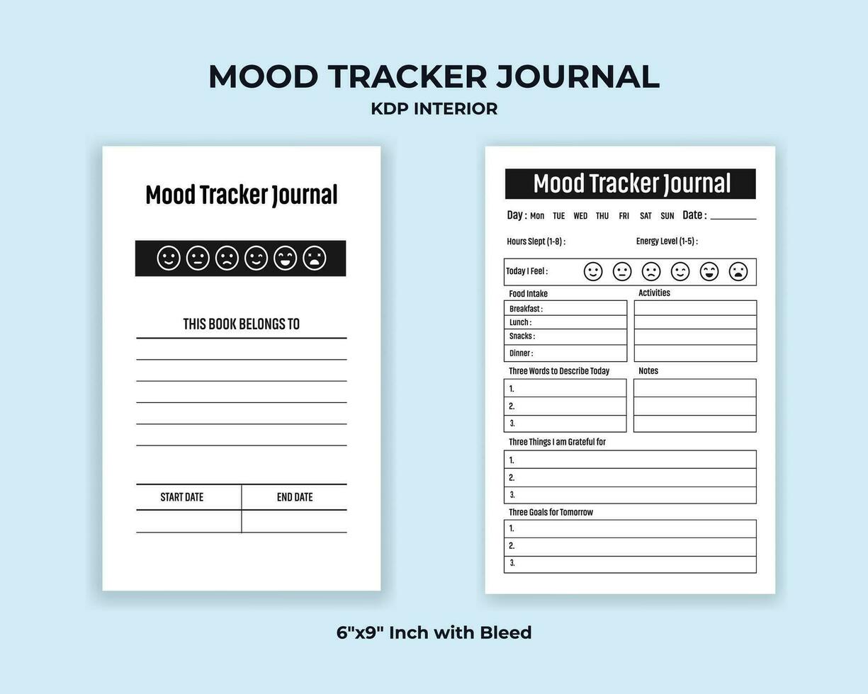 Mood Tracker Journal KDP Interior vector