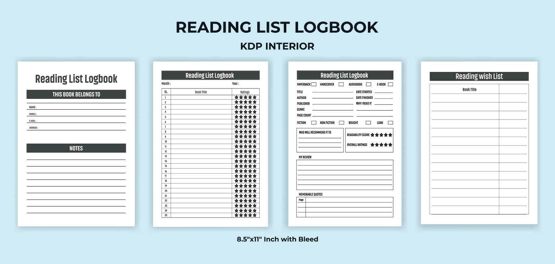 Reading Tracker Journal Log Book - KDP Interior (2218005)