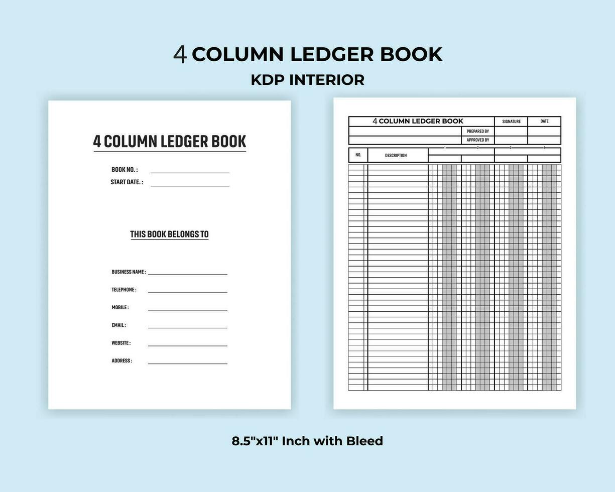 4 Column Ledger Book KDP Interior vector