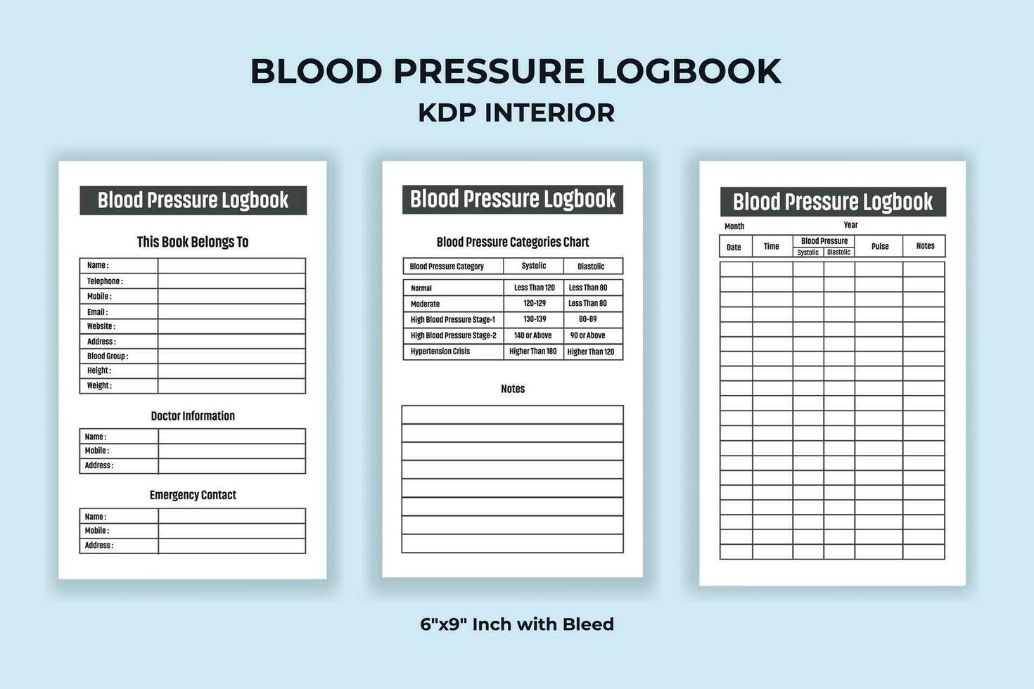 Blood Pressure Logbook KDP Interior vector